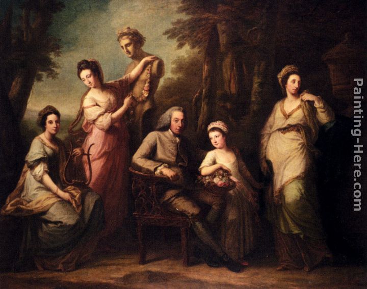 Portrait Of Philip Tisdal With His Wife And Family painting - Angelica Kauffmann Portrait Of Philip Tisdal With His Wife And Family art painting